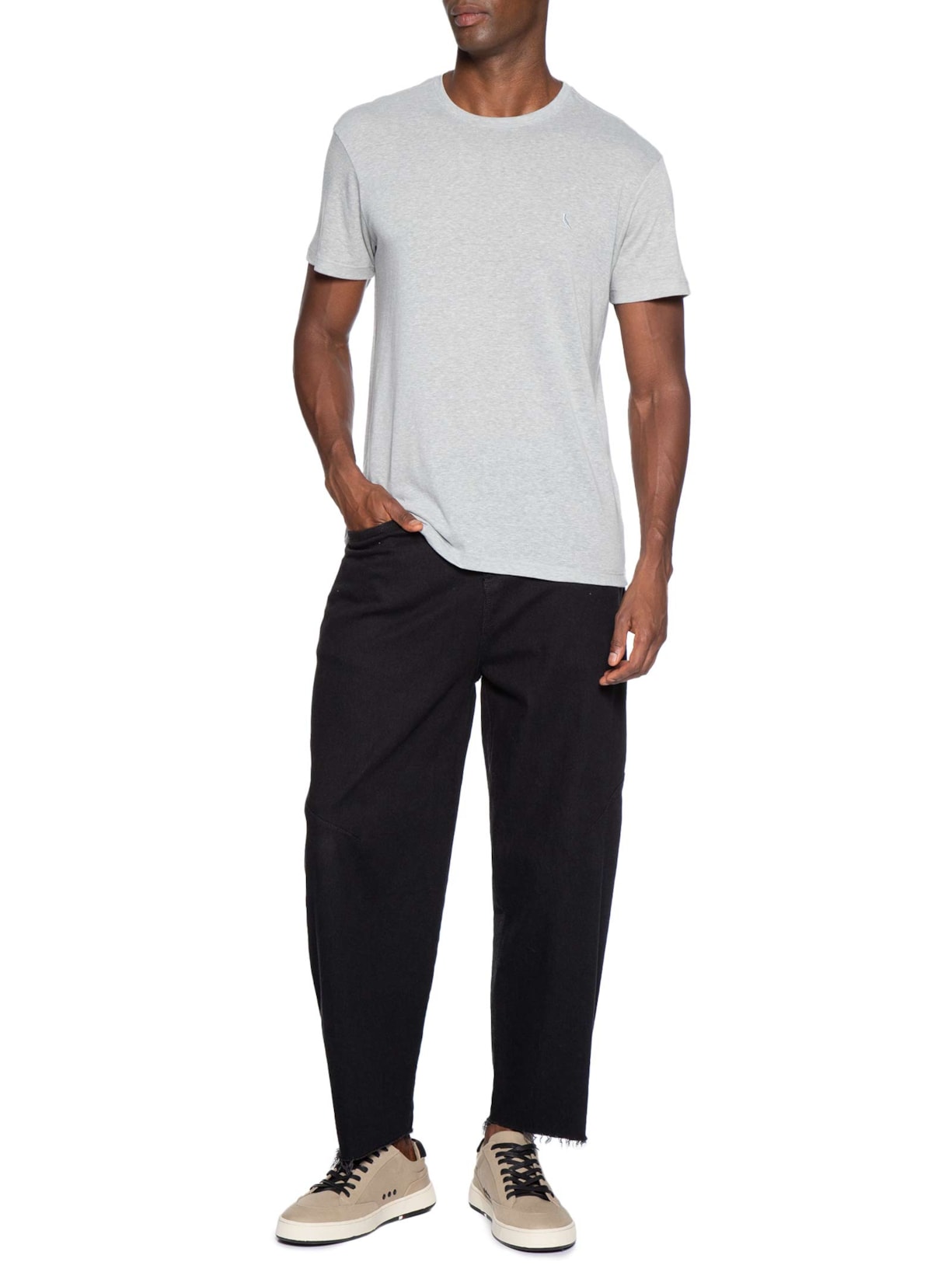 Camiseta Masculina Manga Curta Mescla Cinza Reserva