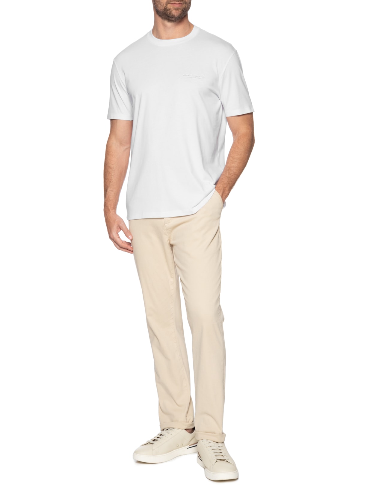 Camiseta Masculina Manga Curta Mini Milano Branco Armani Exchange