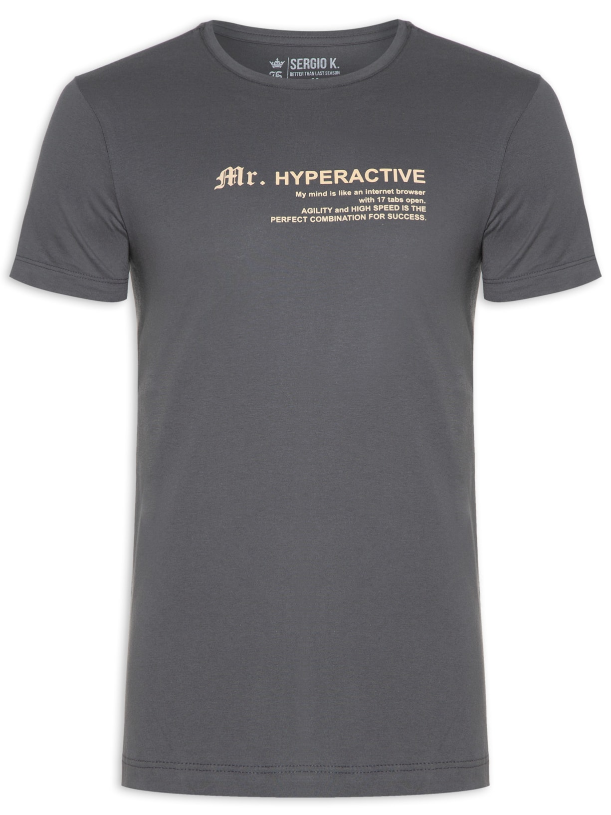 Camiseta Masculina Manga Curta Mr Hyperacti Cinza Sergio K