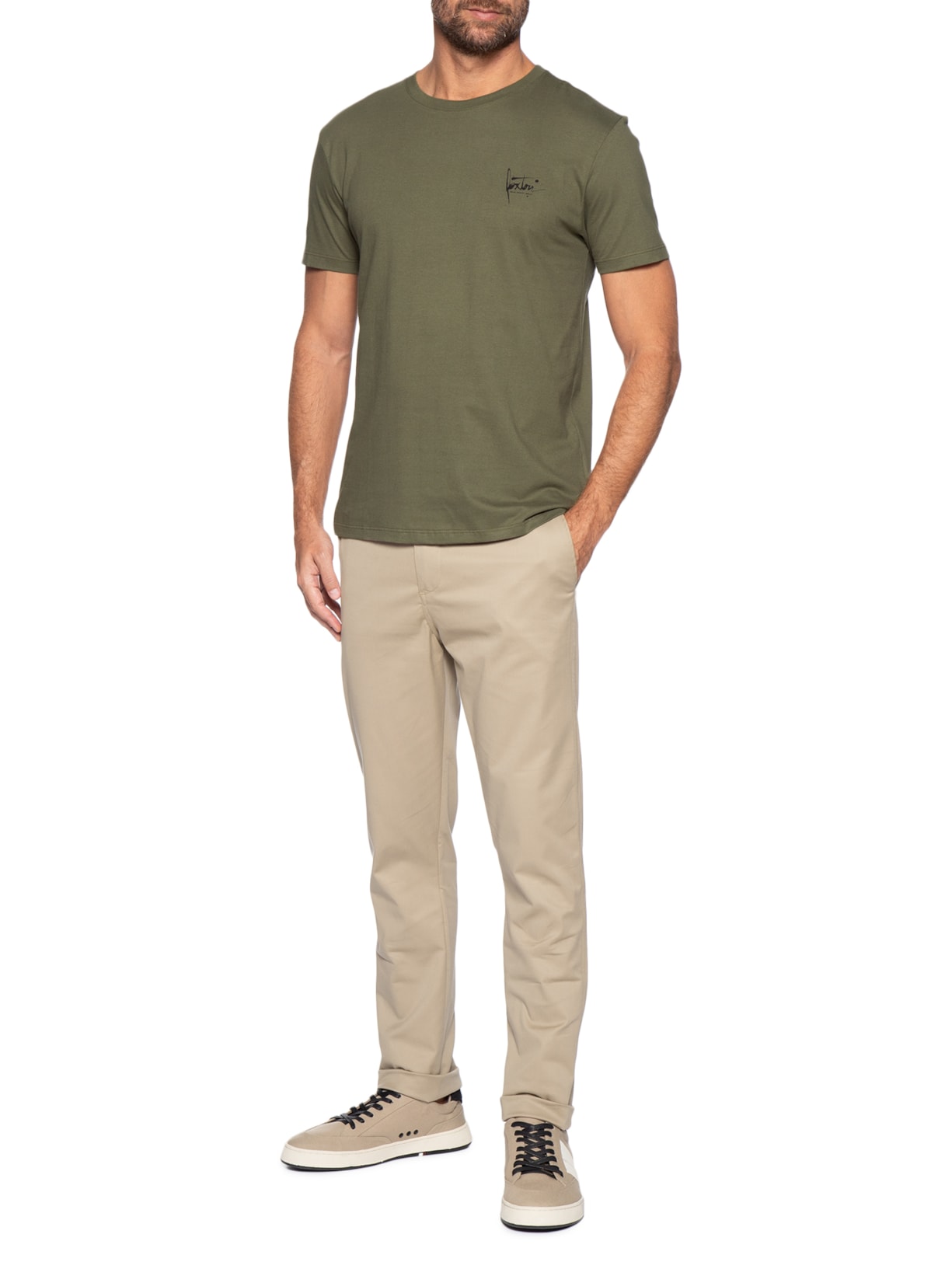 Camiseta Masculina Manga Curta Nanquim Verde Foxton