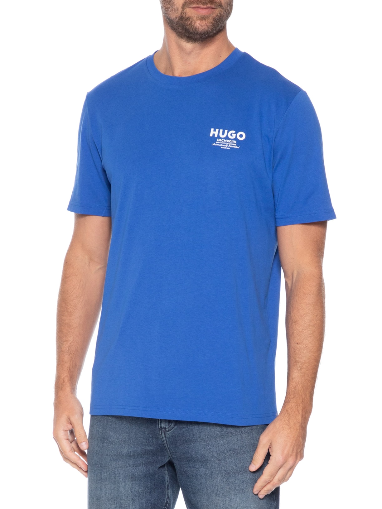 Camiseta Masculina Manga Curta Nesptee Azul Hugo
