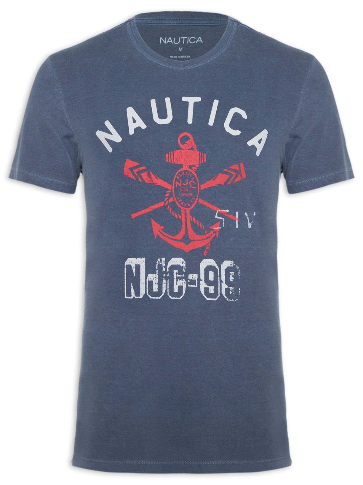 Camiseta Masculina Manga Curta Njc-99 Azul Nautica