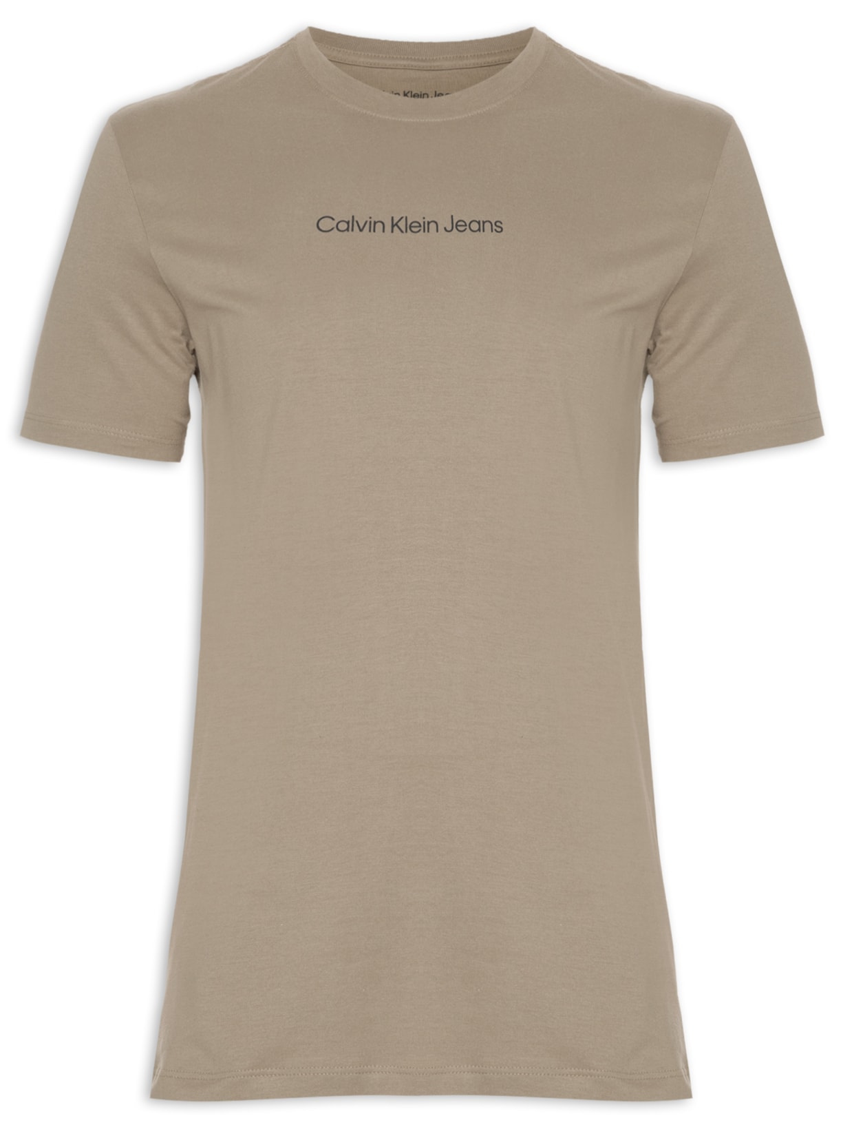 Camiseta Masculina Manga Curta Nome Centralizado Bege Calvin Klein Jeans