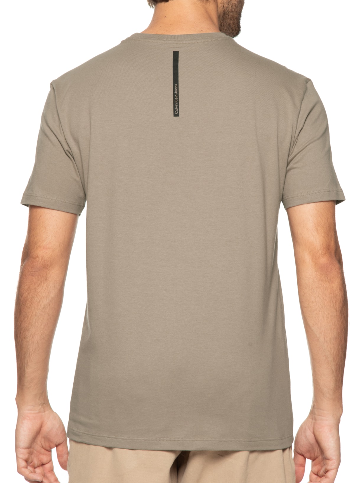 Camiseta Masculina Manga Curta Nome Centralizado Bege Calvin Klein Jeans