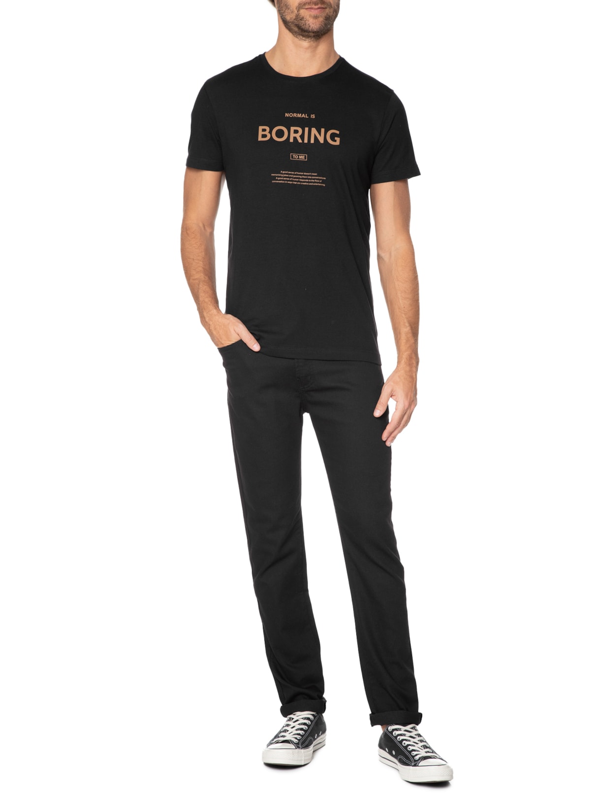 Camiseta Masculina Manga Curta Normal Is Boring Preto Sergio K