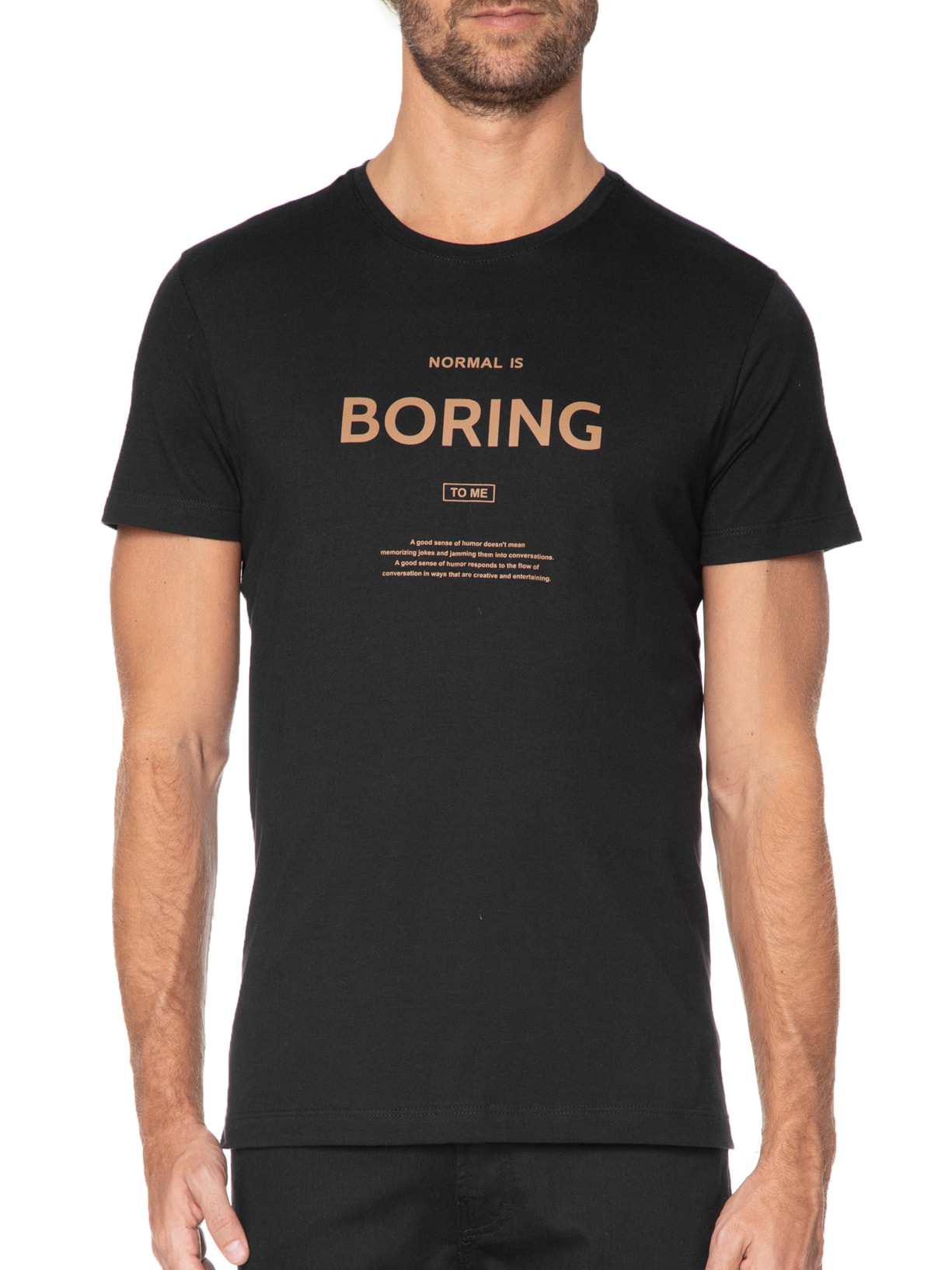 Camiseta Masculina Manga Curta Normal Is Boring Preto Sergio K