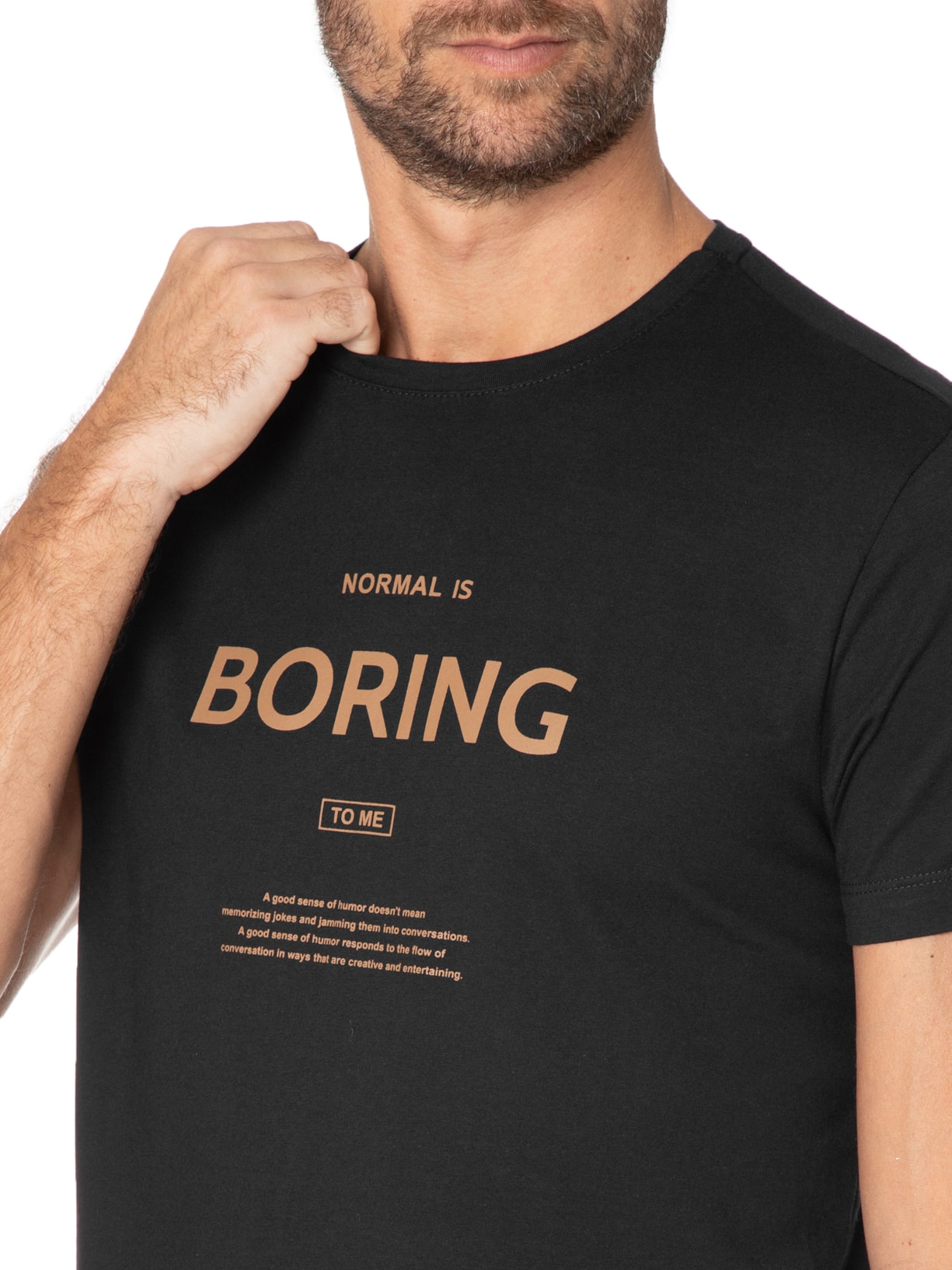 Camiseta Masculina Manga Curta Normal Is Boring Preto Sergio K