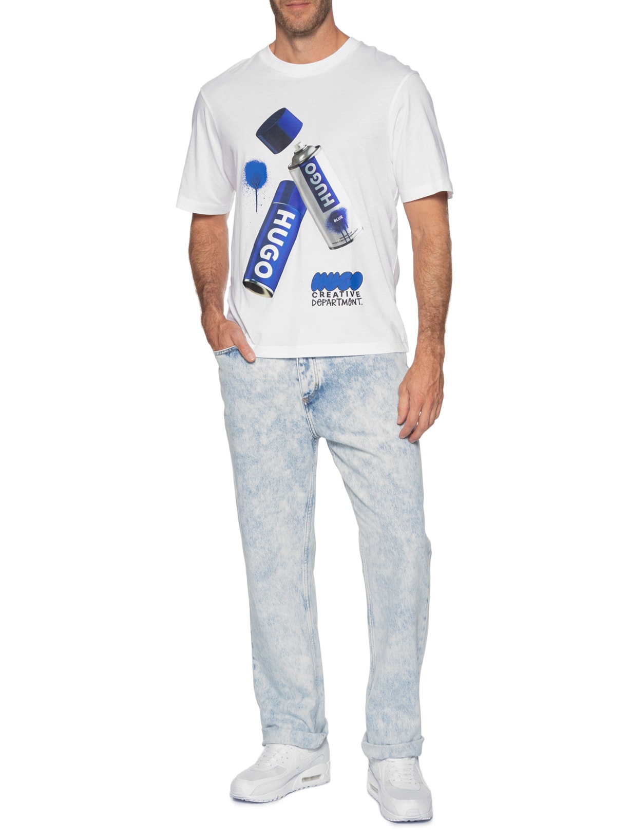 Camiseta Masculina Manga Curta Nusprayo Branco Hugo