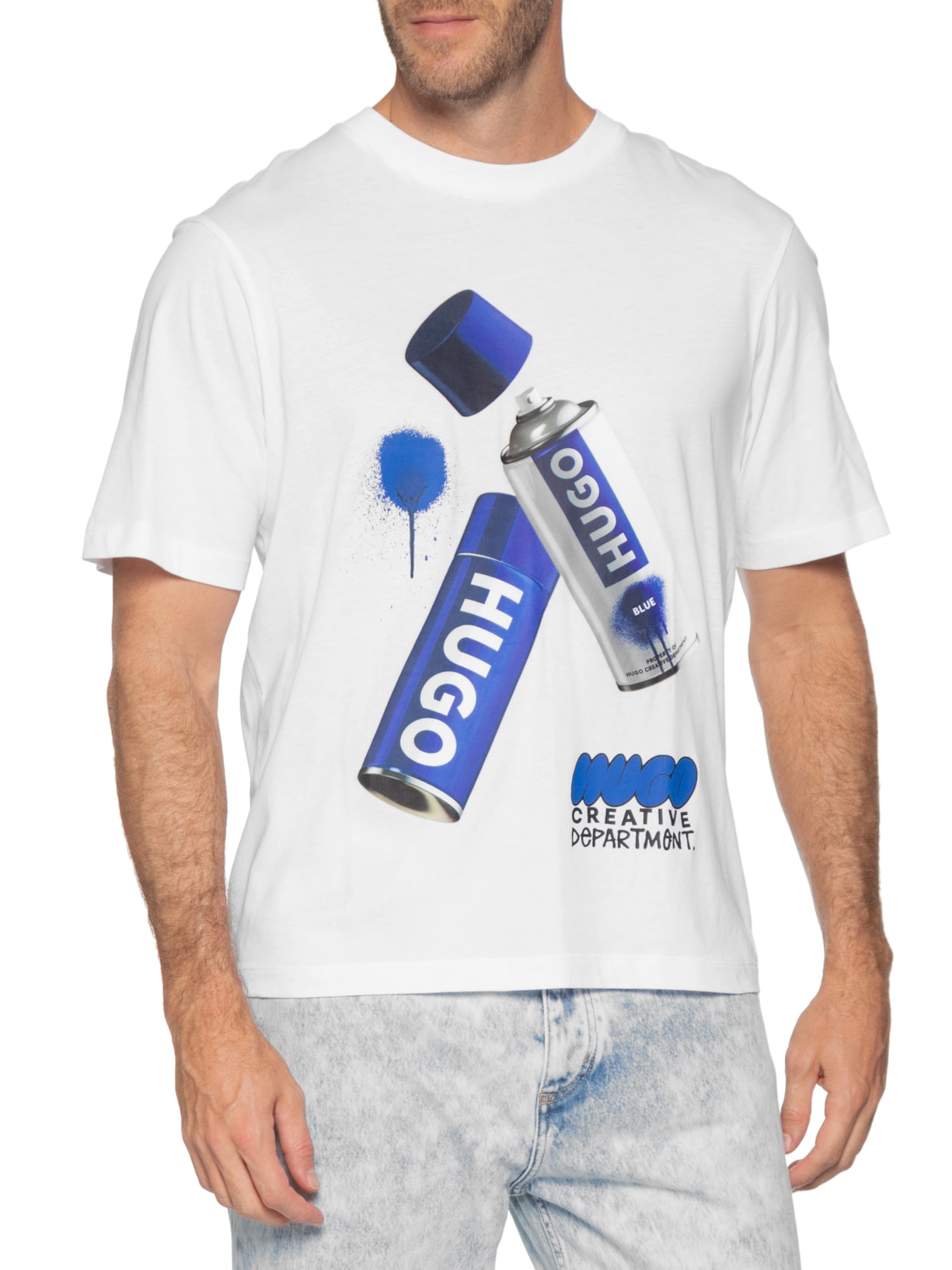 Camiseta Masculina Manga Curta Nusprayo Branco Hugo