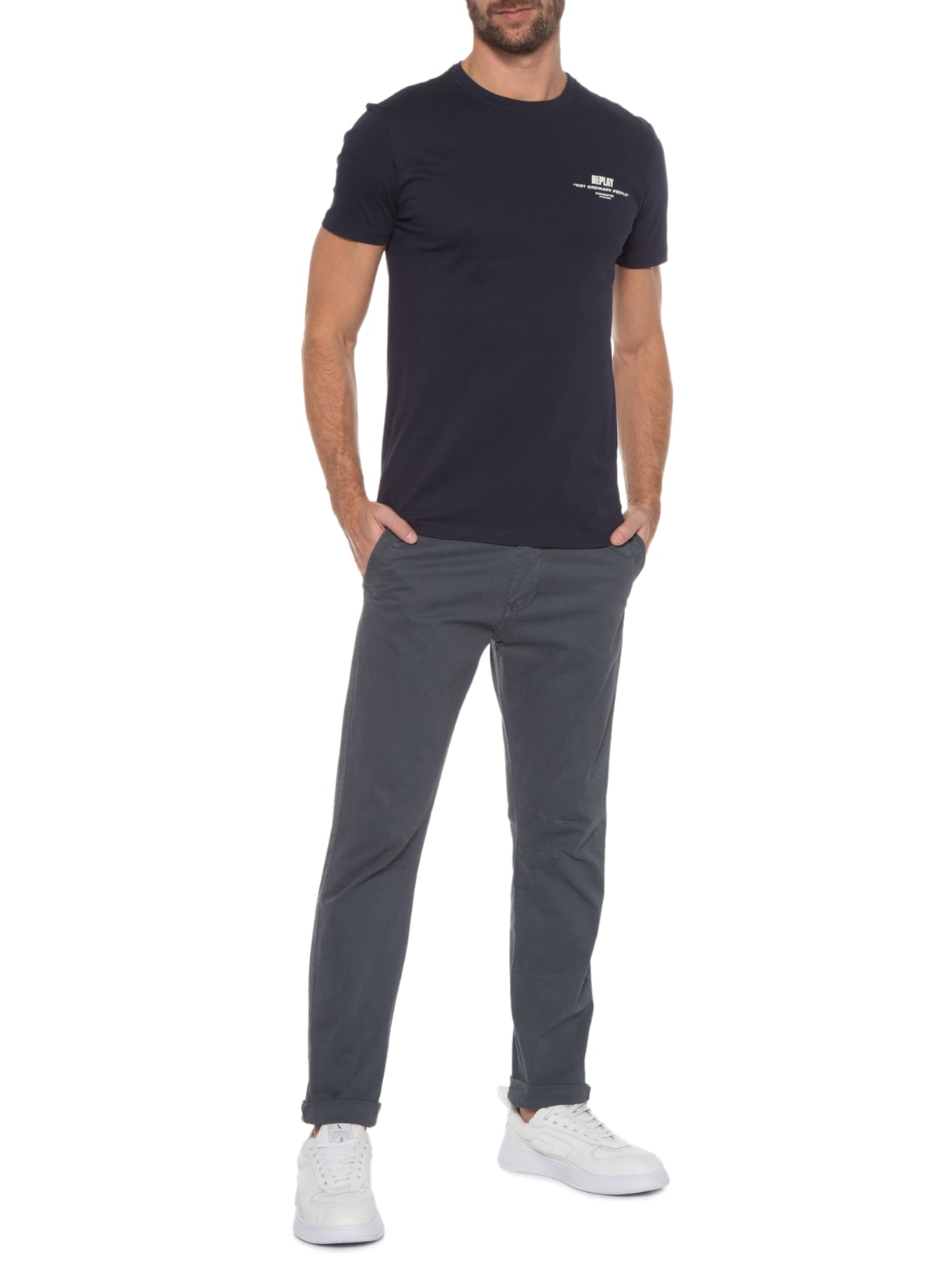 Camiseta Masculina Manga Curta Ordinary Azul Replay