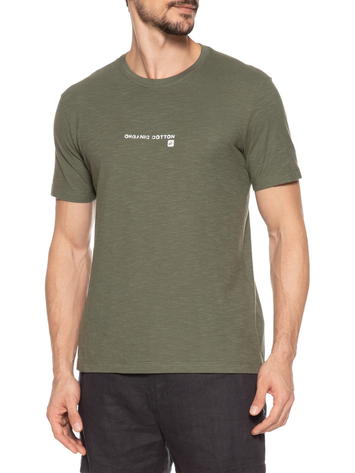 Camiseta Masculina Manga Curta Orgânico Cotton Verde Osklen