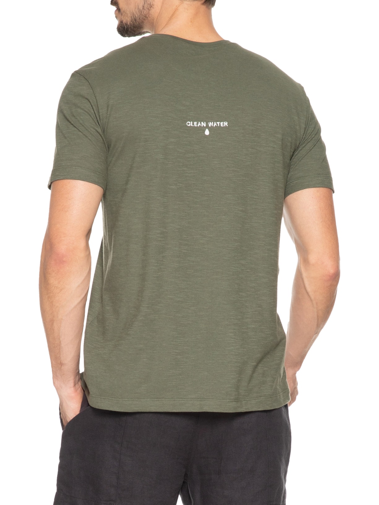 Camiseta Masculina Manga Curta Orgânico Cotton Verde Osklen