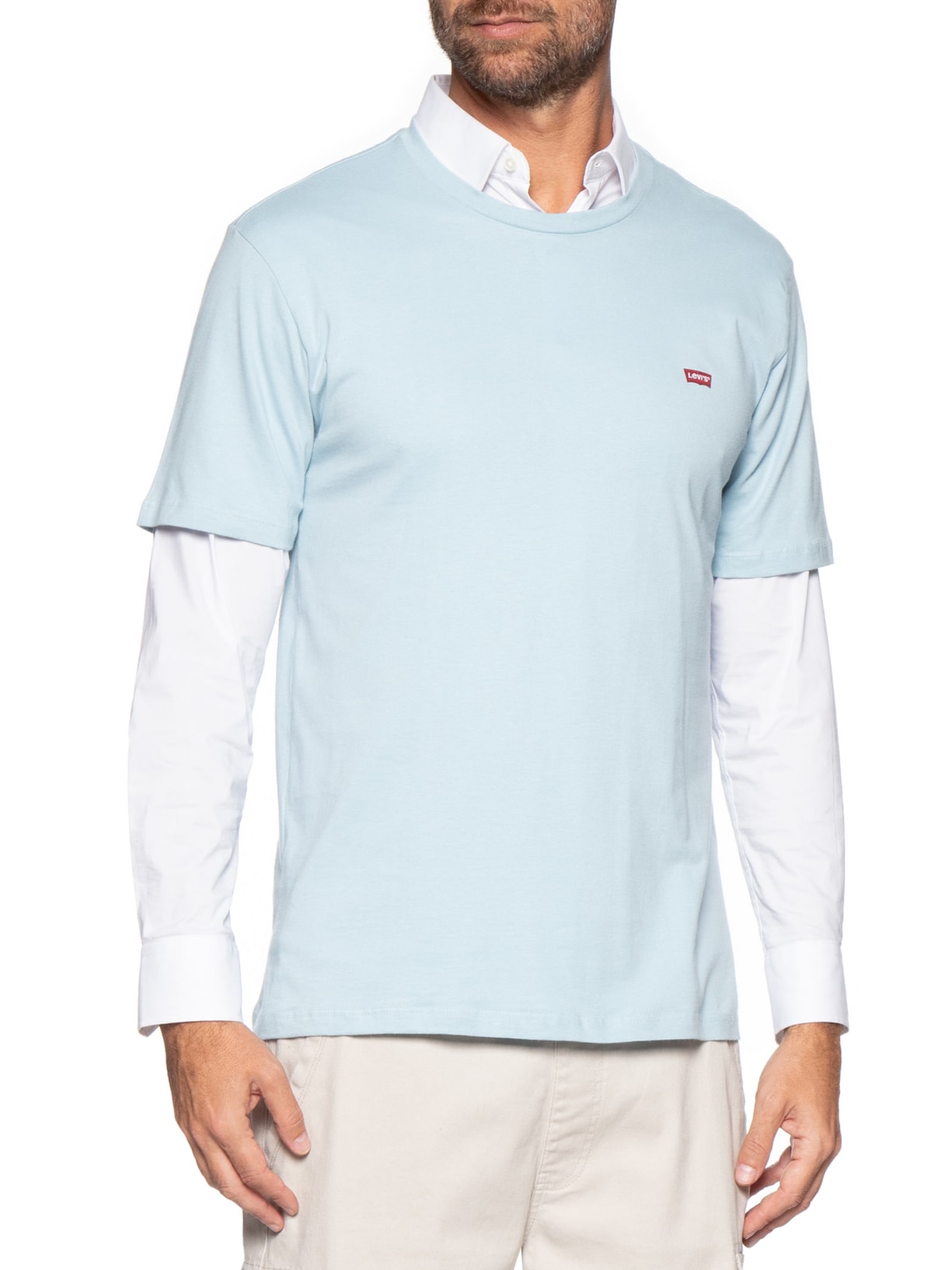Camiseta Masculina Manga Curta Original Housemark Com Logo Azul Levi's