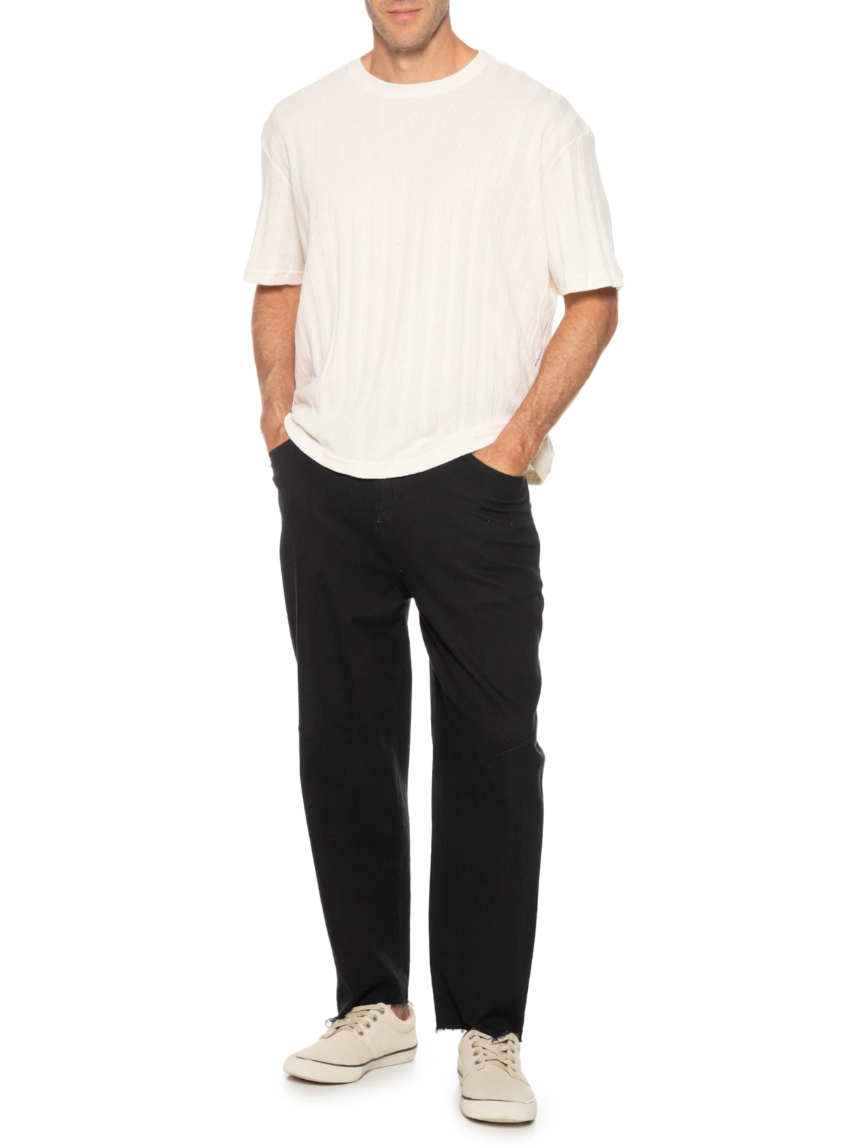 Camiseta Masculina Manga Curta Over Ribbed Rustic Off White Osklen