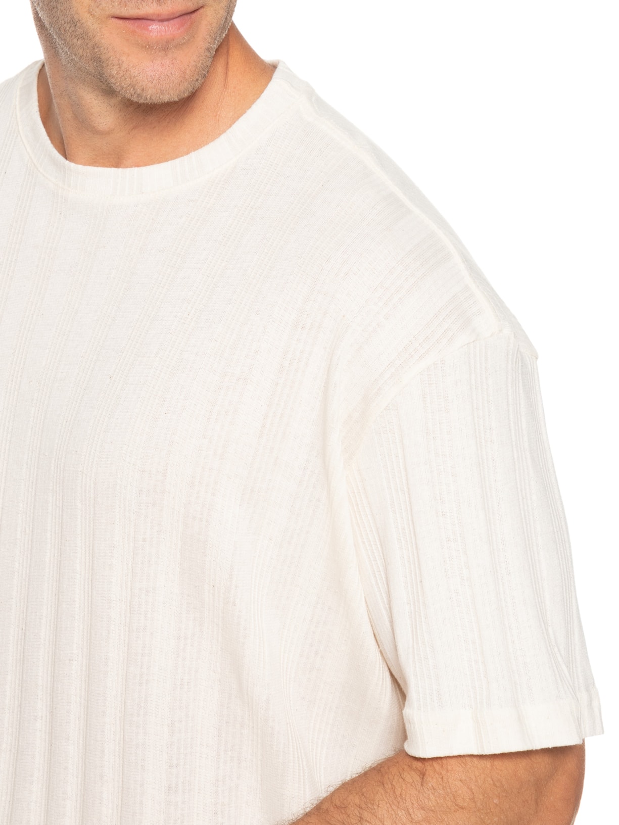 Camiseta Masculina Manga Curta Over Ribbed Rustic Off White Osklen