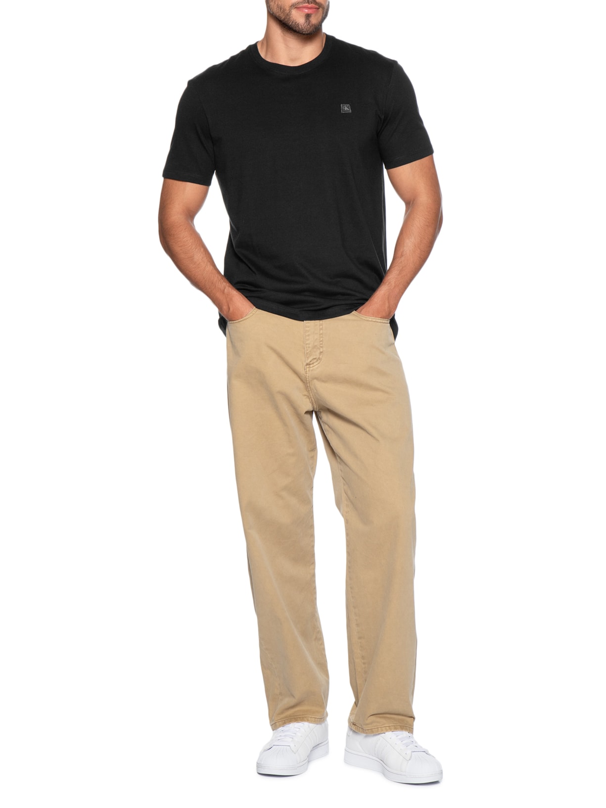 Camiseta Masculina Manga Curta Patch Preto Calvin Klein Jeans