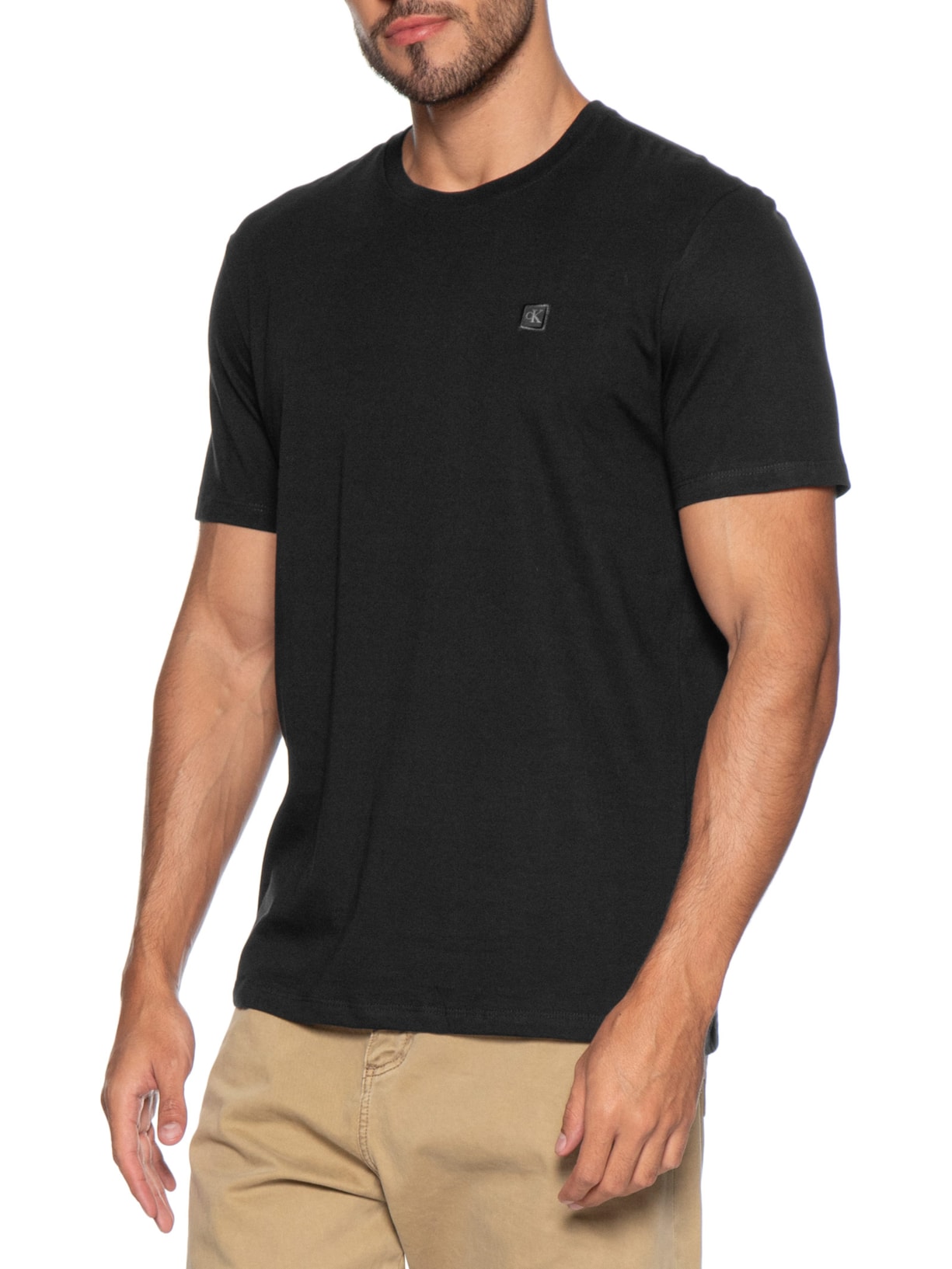Camiseta Masculina Manga Curta Patch Preto Calvin Klein Jeans