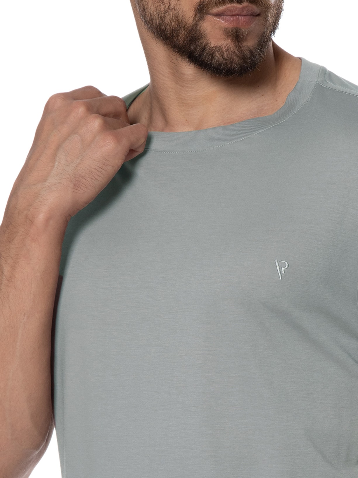 Camiseta Masculina Manga Curta Pima Básica Cinza Vr