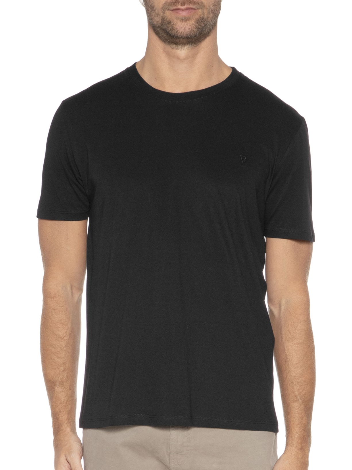 Camiseta Masculina Manga Curta Pima Básica Preto Vr