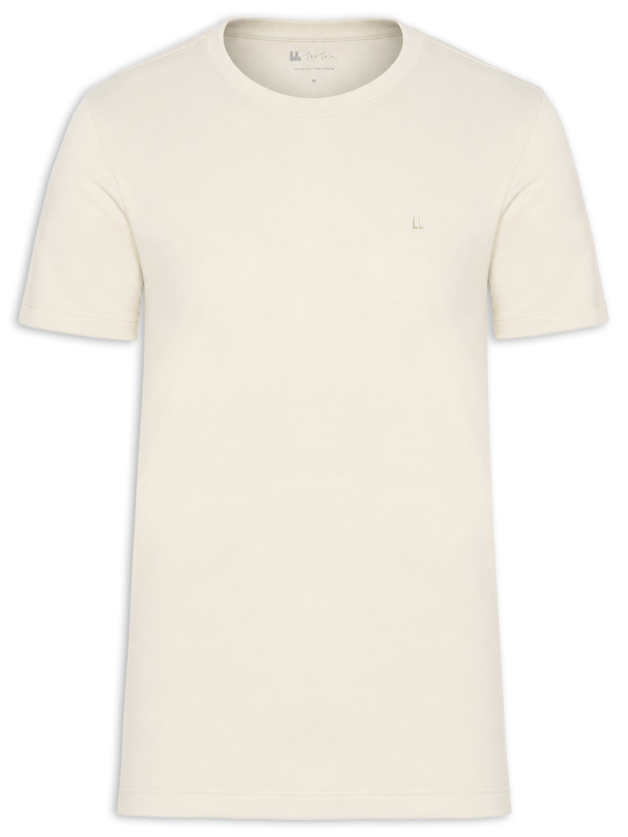 Camiseta Masculina Manga Curta Piquet Logo Bege Foxton