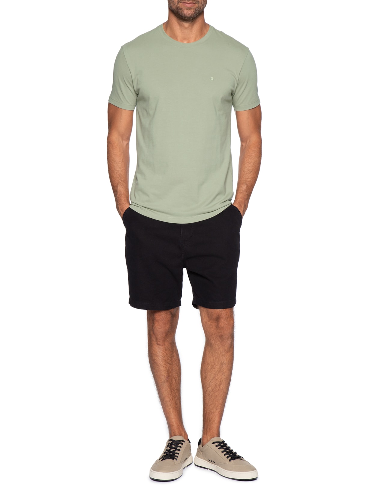 Camiseta Masculina Manga Curta Piquet Logo Verde Foxton