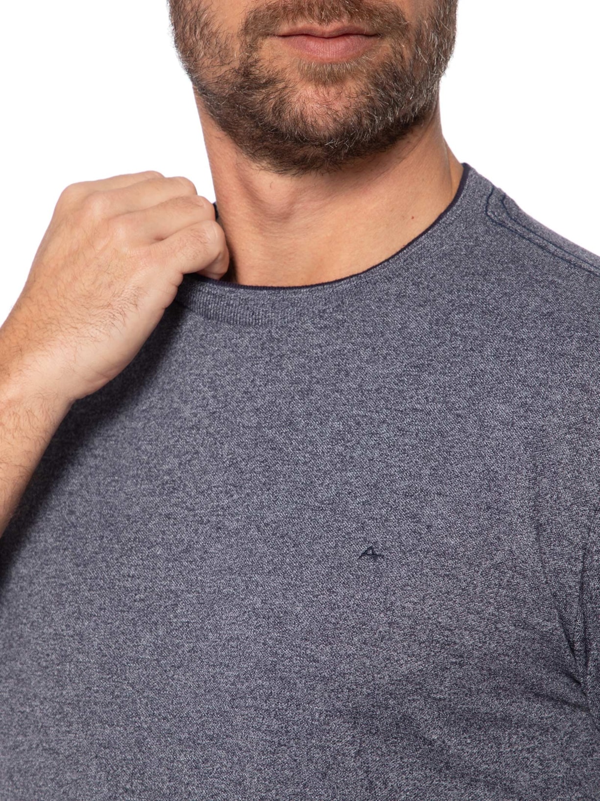 Camiseta Masculina Manga Curta Piquet Moline Azul Aramis