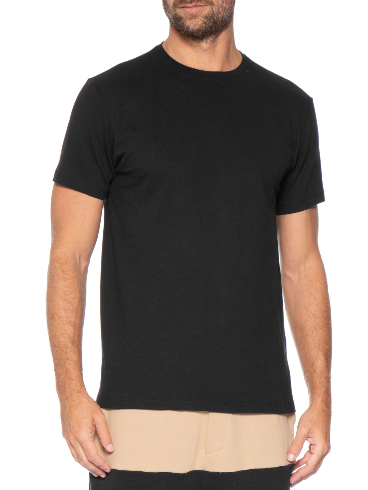 Camiseta Masculina Manga Curta Piquet Pima Preto Foxton