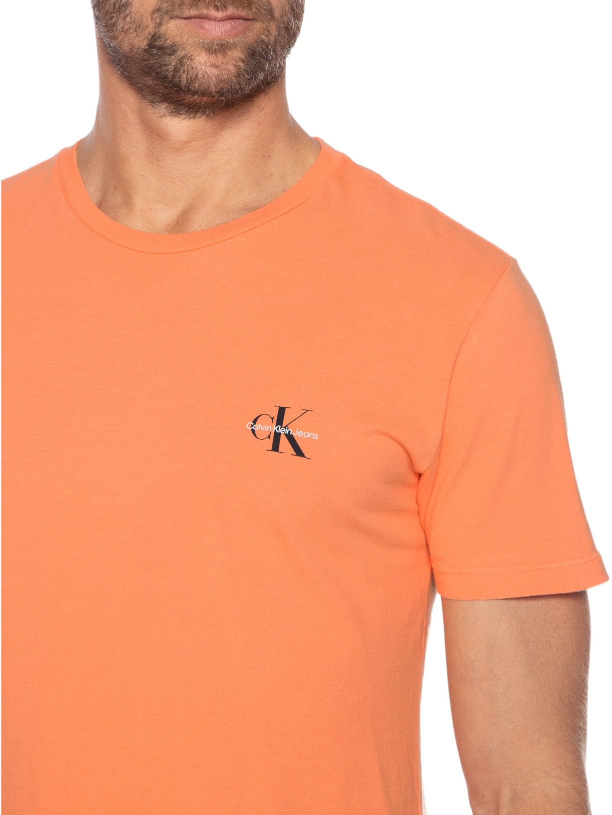 Camiseta Masculina Manga Curta Reissue Peito Laranja Calvin Klein Jeans
