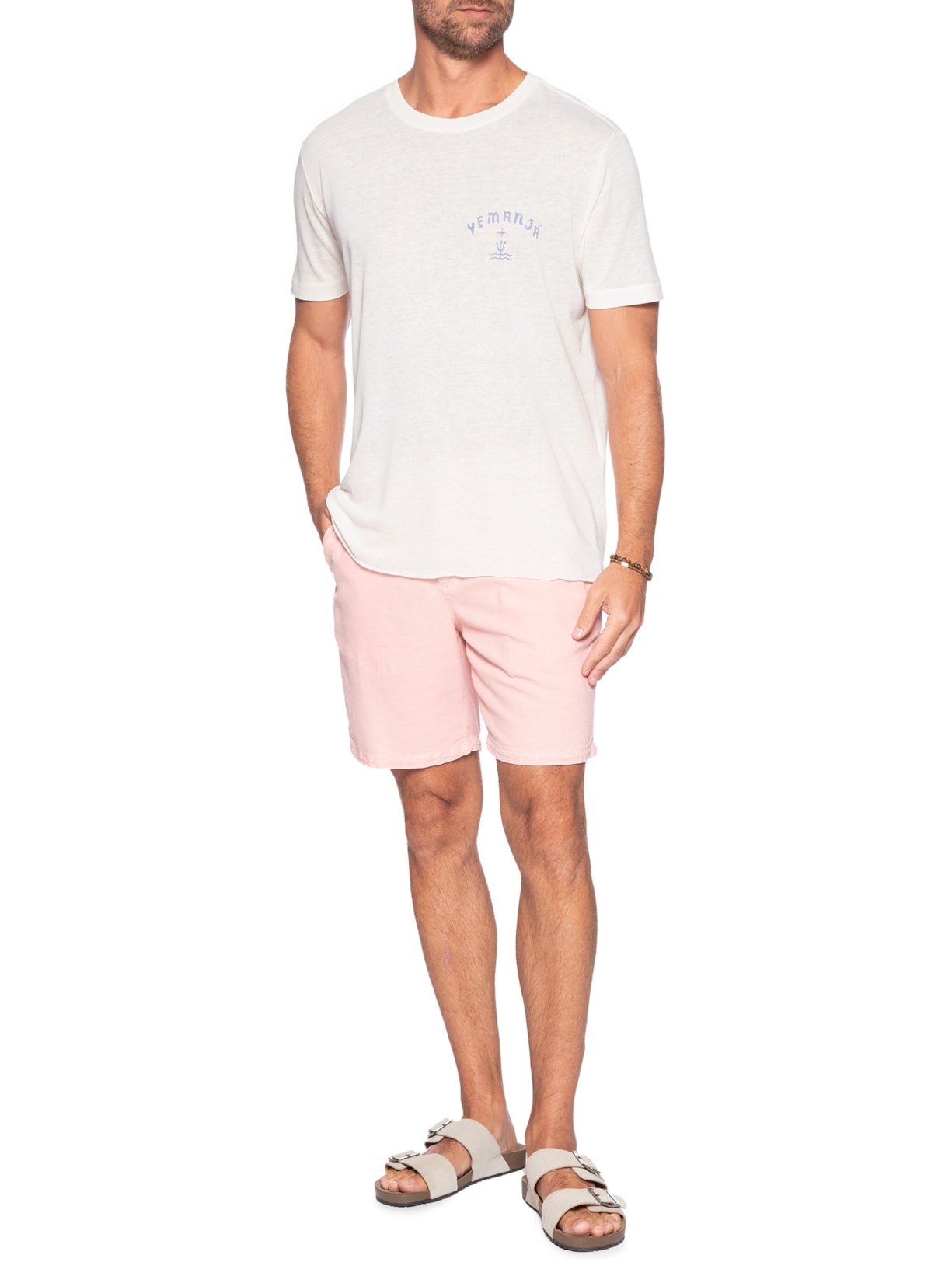 Camiseta Masculina Manga Curta Retro Yemanja Light Linen Branco Osklen