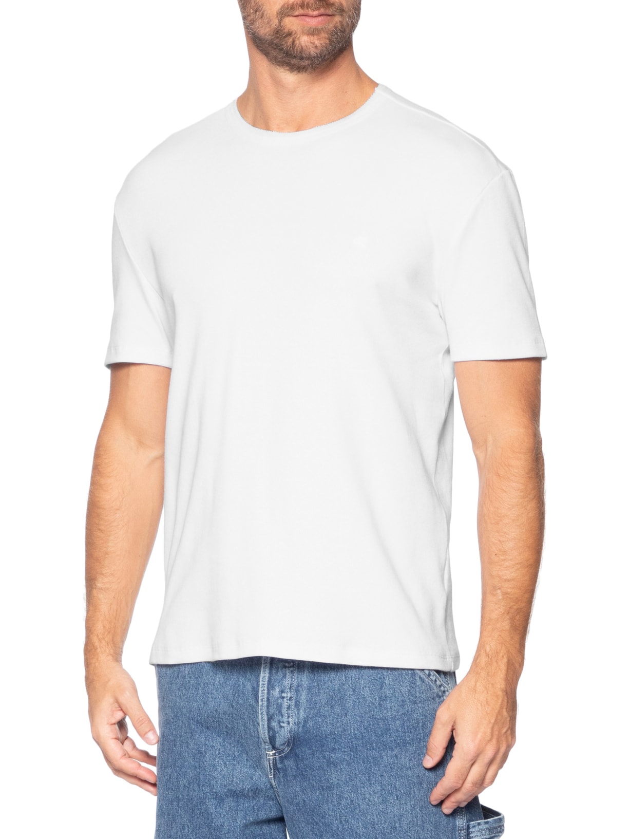 Camiseta Masculina Manga Curta Ribana Branco Calvin Klein Jeans