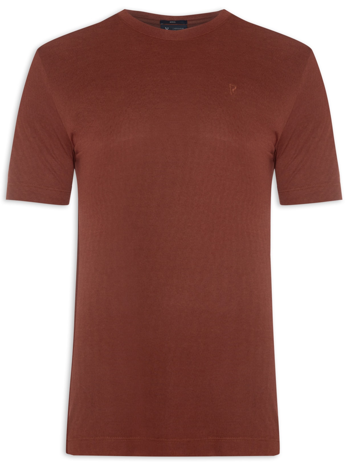 Camiseta Masculina Manga Curta Rocket Modal Básica - Marrom