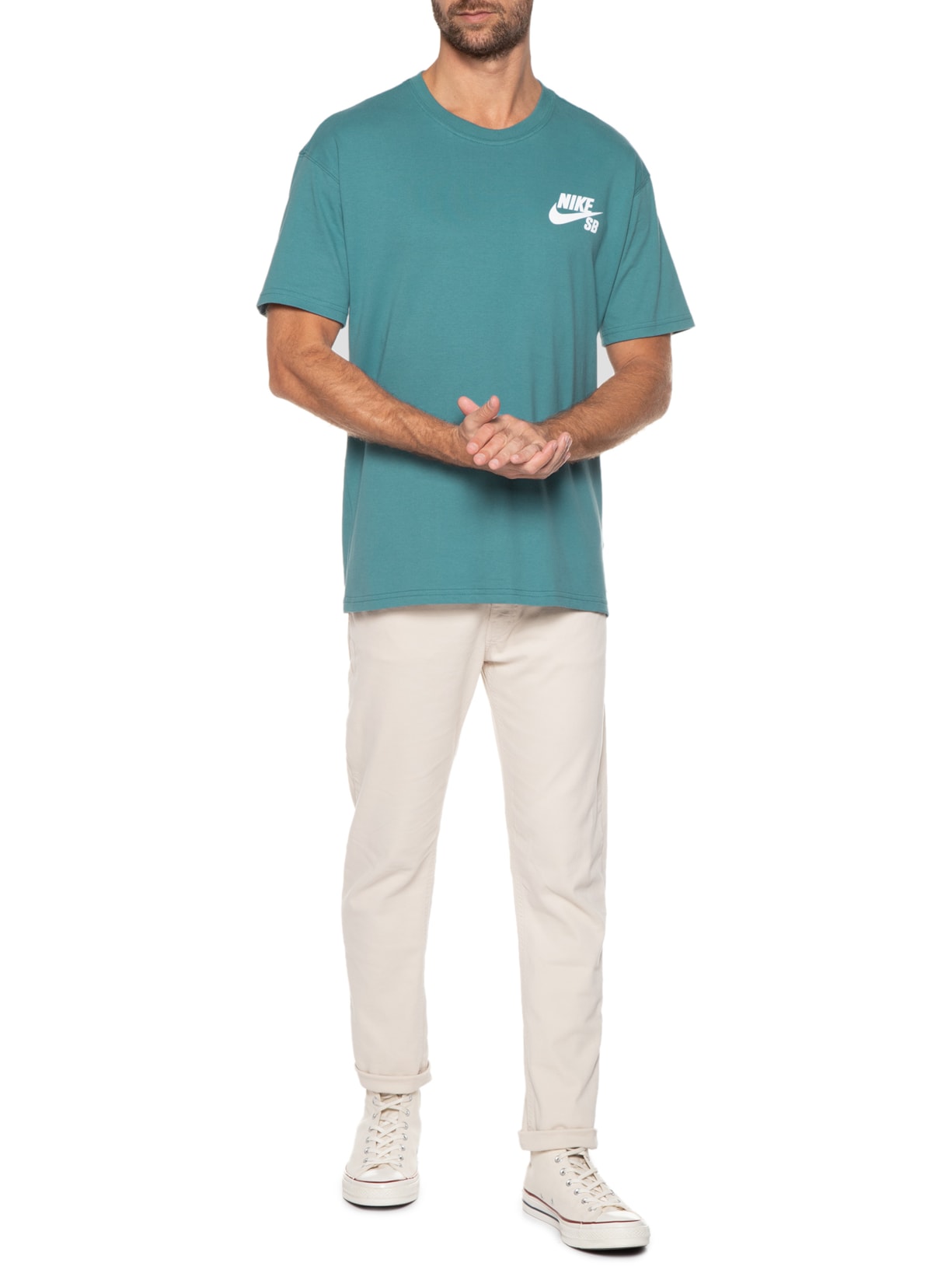 Camiseta Masculina Manga Curta Sb Tee Logo Azul Nike