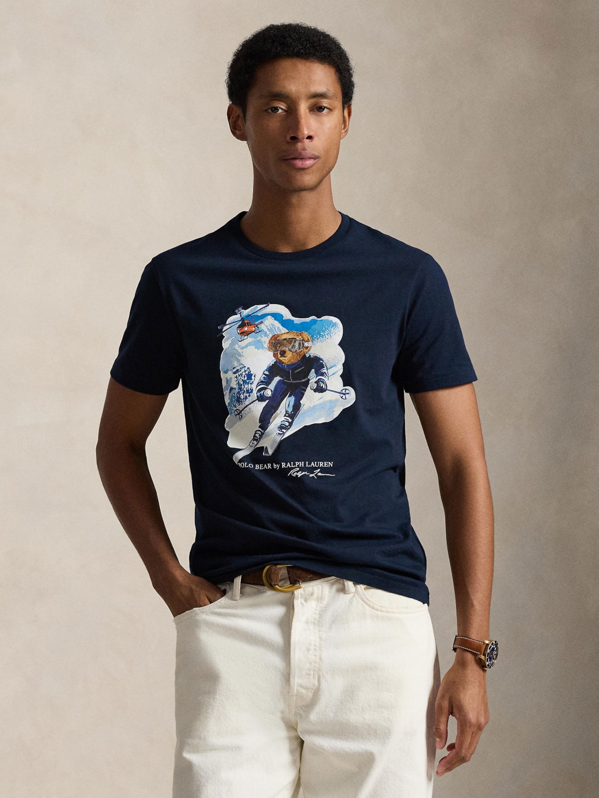 Camiseta Masculina Manga Curta Seasonal Bear Azul Polo Ralph Lauren