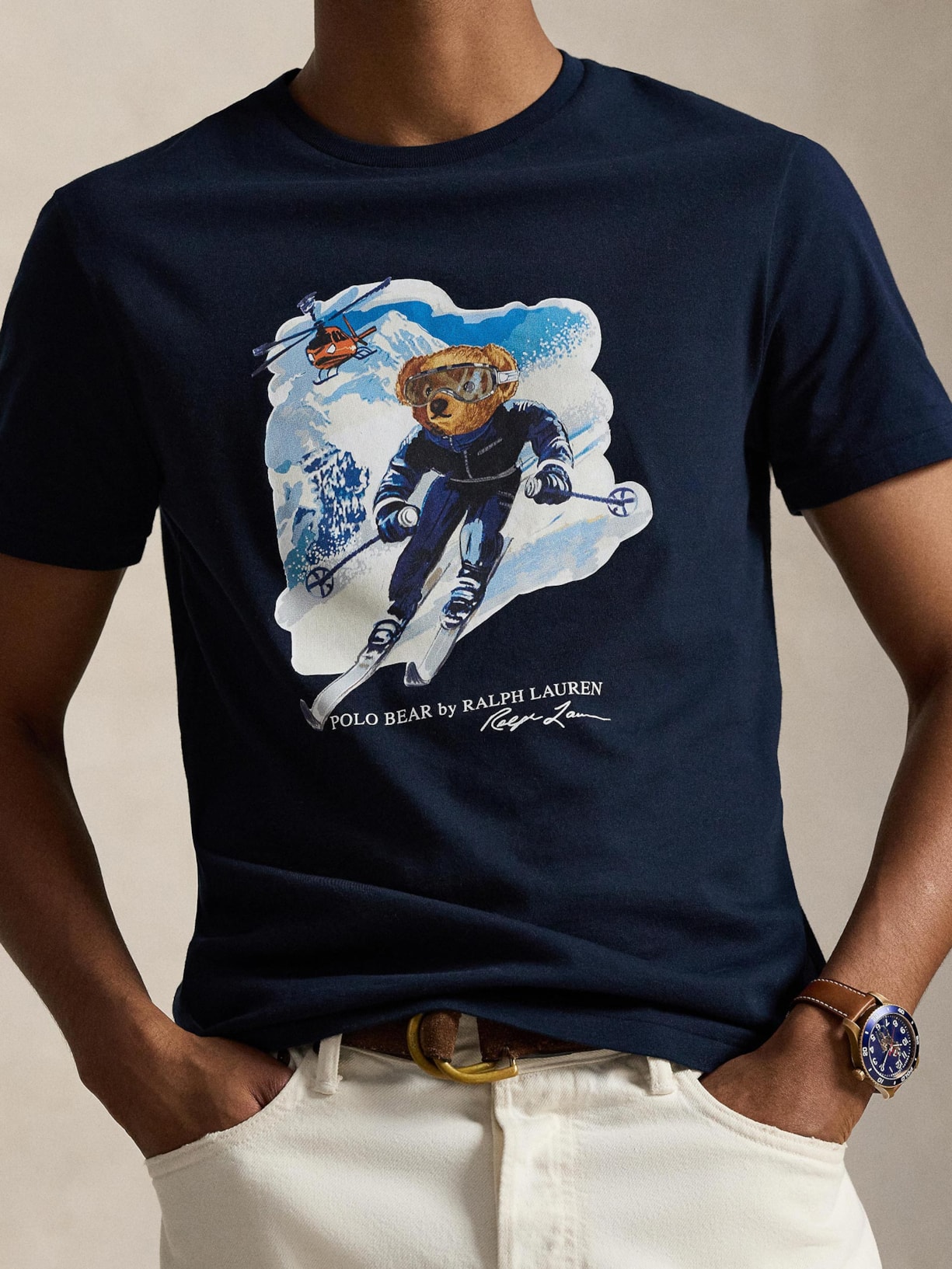 Camiseta Masculina Manga Curta Seasonal Bear Azul Polo Ralph Lauren