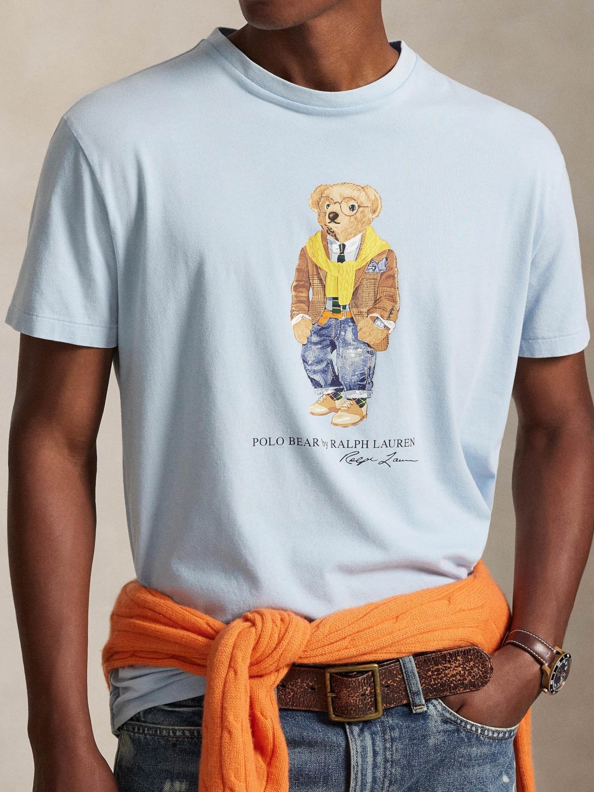 Camiseta Masculina Manga Curta Seasonal Bear Azul Polo Ralph Lauren