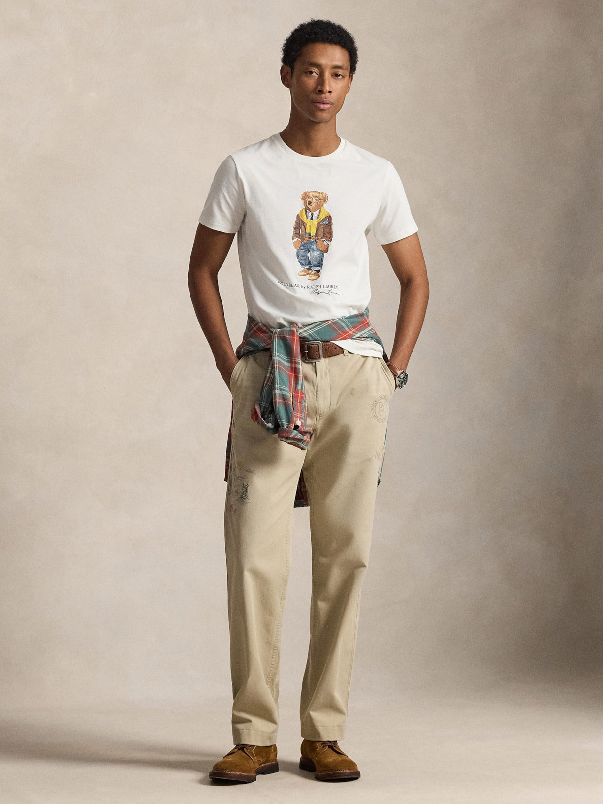 Camiseta Masculina Manga Curta Seasonal Bear Branco Polo Ralph Lauren