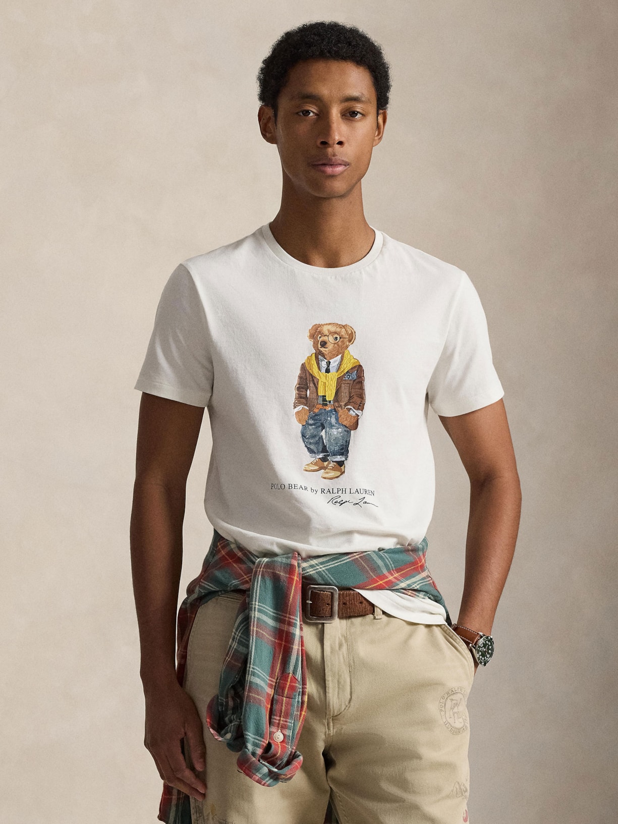 Camiseta Masculina Manga Curta Seasonal Bear Branco Polo Ralph Lauren