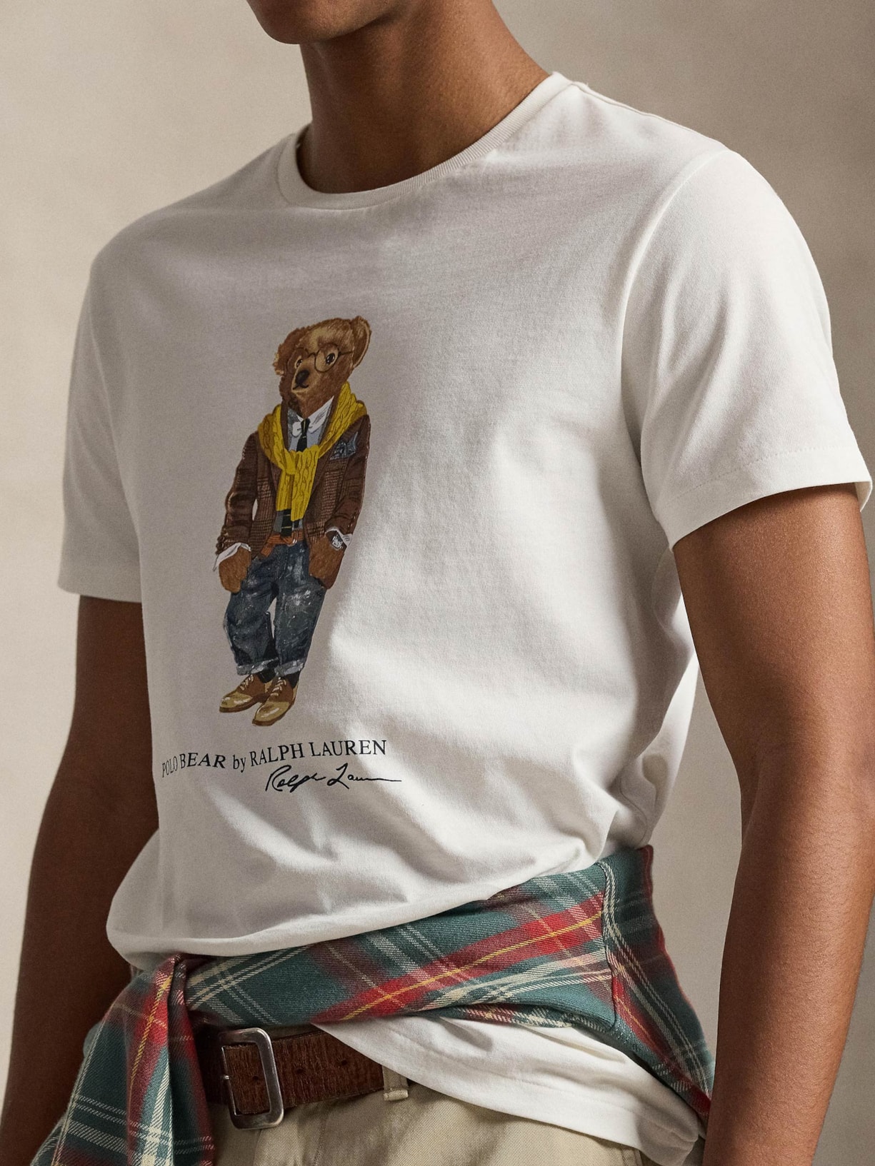 Camiseta Masculina Manga Curta Seasonal Bear Branco Polo Ralph Lauren