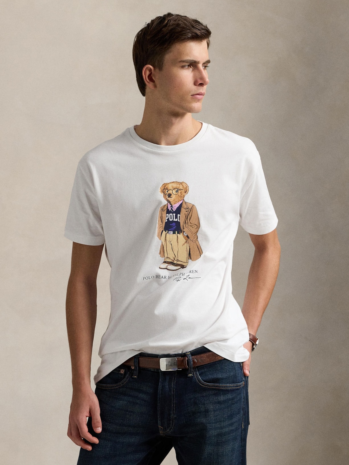 Camiseta Masculina Manga Curta Seasonal Bear Branco Polo Ralph Lauren