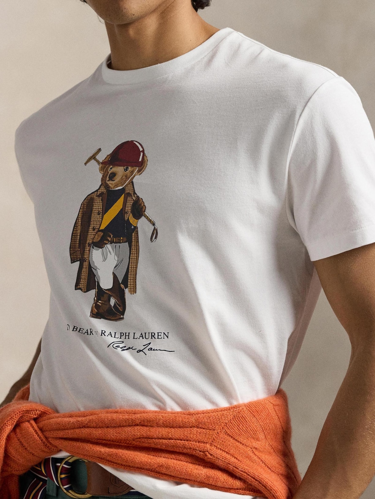 Camiseta Masculina Manga Curta Seasonal Bear Branco Polo Ralph Lauren