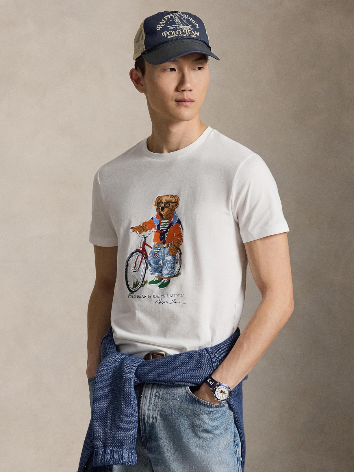Camiseta Masculina Manga Curta Seasonal Bear Branco Polo Ralph Lauren