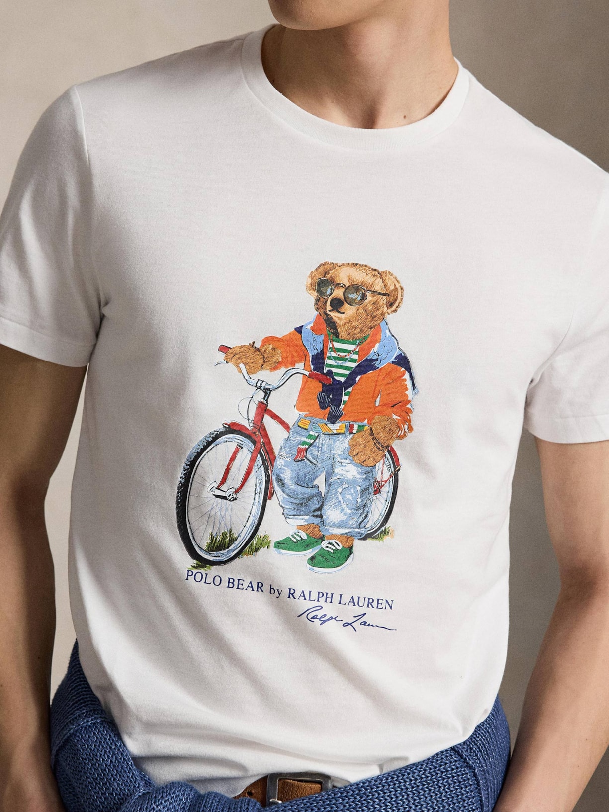 Camiseta Masculina Manga Curta Seasonal Bear Branco Polo Ralph Lauren