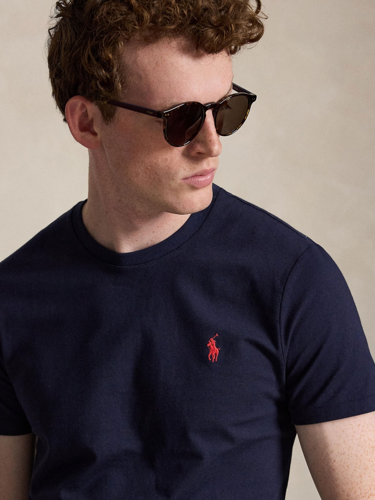 Camiseta Masculina Manga Curta Slim Fit Logo Bordado Azul Polo Ralph Lauren
