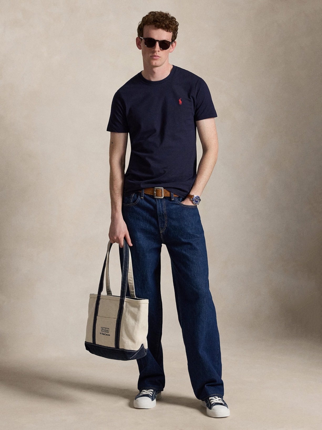 Camiseta Masculina Manga Curta Slim Fit Logo Bordado Azul Polo Ralph Lauren
