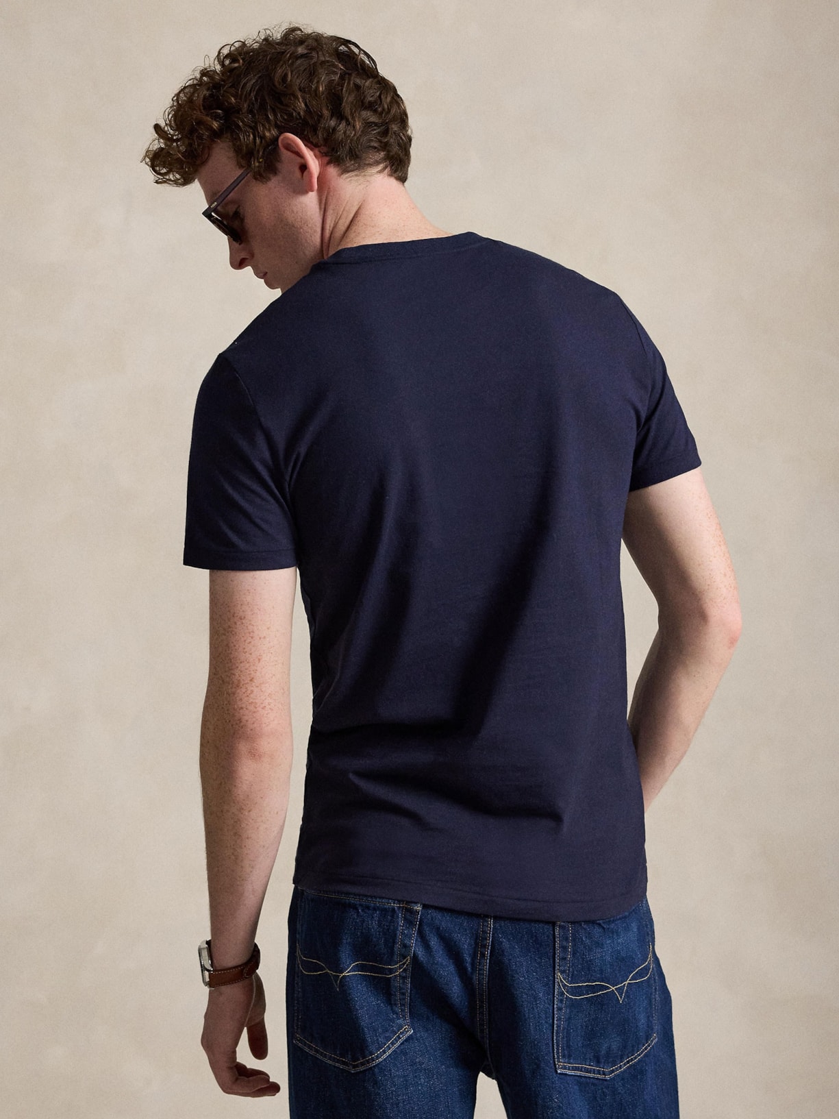 Camiseta Masculina Manga Curta Slim Fit Logo Bordado Azul Polo Ralph Lauren