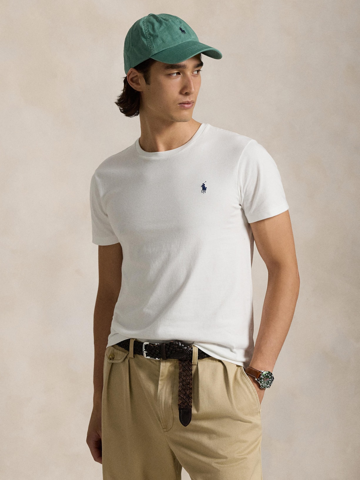 Camiseta Masculina Manga Curta Slim Fit Logo Bordado Branco Polo Ralph Lauren