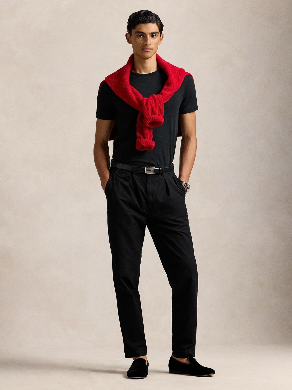 Camiseta Masculina Manga Curta Slim Fit Logo Bordado Preto Polo Ralph Lauren
