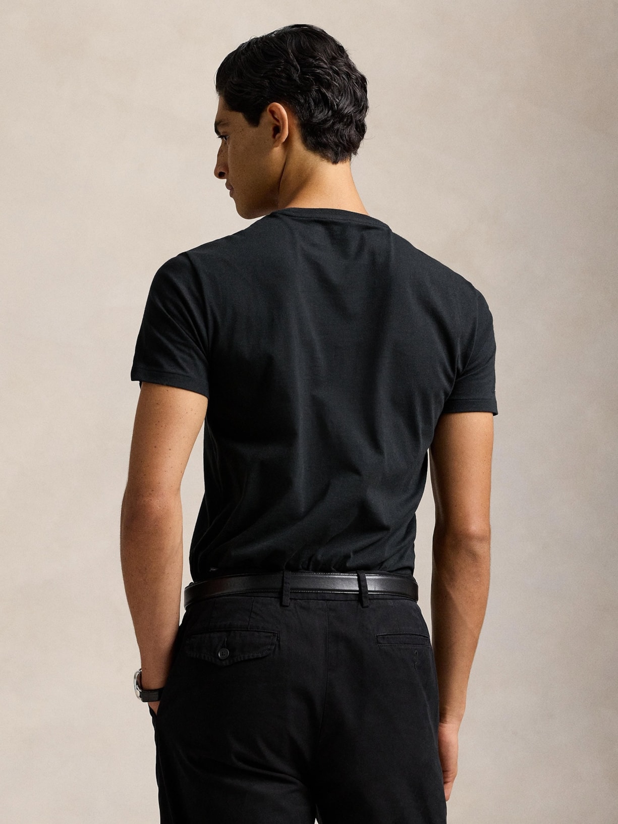 Camiseta Masculina Manga Curta Slim Fit Logo Bordado Preto Polo Ralph Lauren