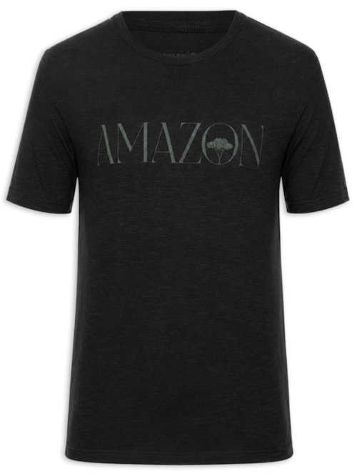 Camiseta Masculina Manga Curta Slim Organic Amazon - Preto