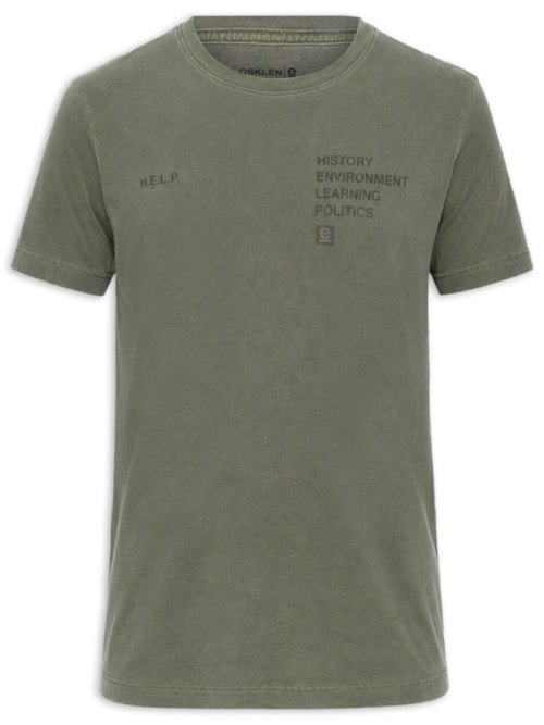 Camiseta Masculina Manga Curta Slim Stone Help – Verde